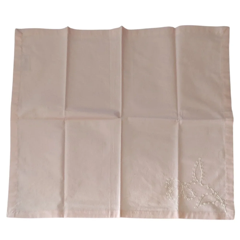 Villeroy and‎ Boch Embroidered Napkins Cotton Light Pink Peach Set of Four